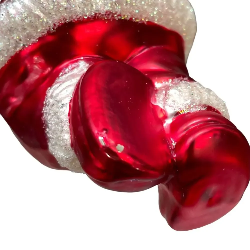 Jump For Joy Mercury Glass Christmas Ornament Child in Santa Suit Vtg Brass Key